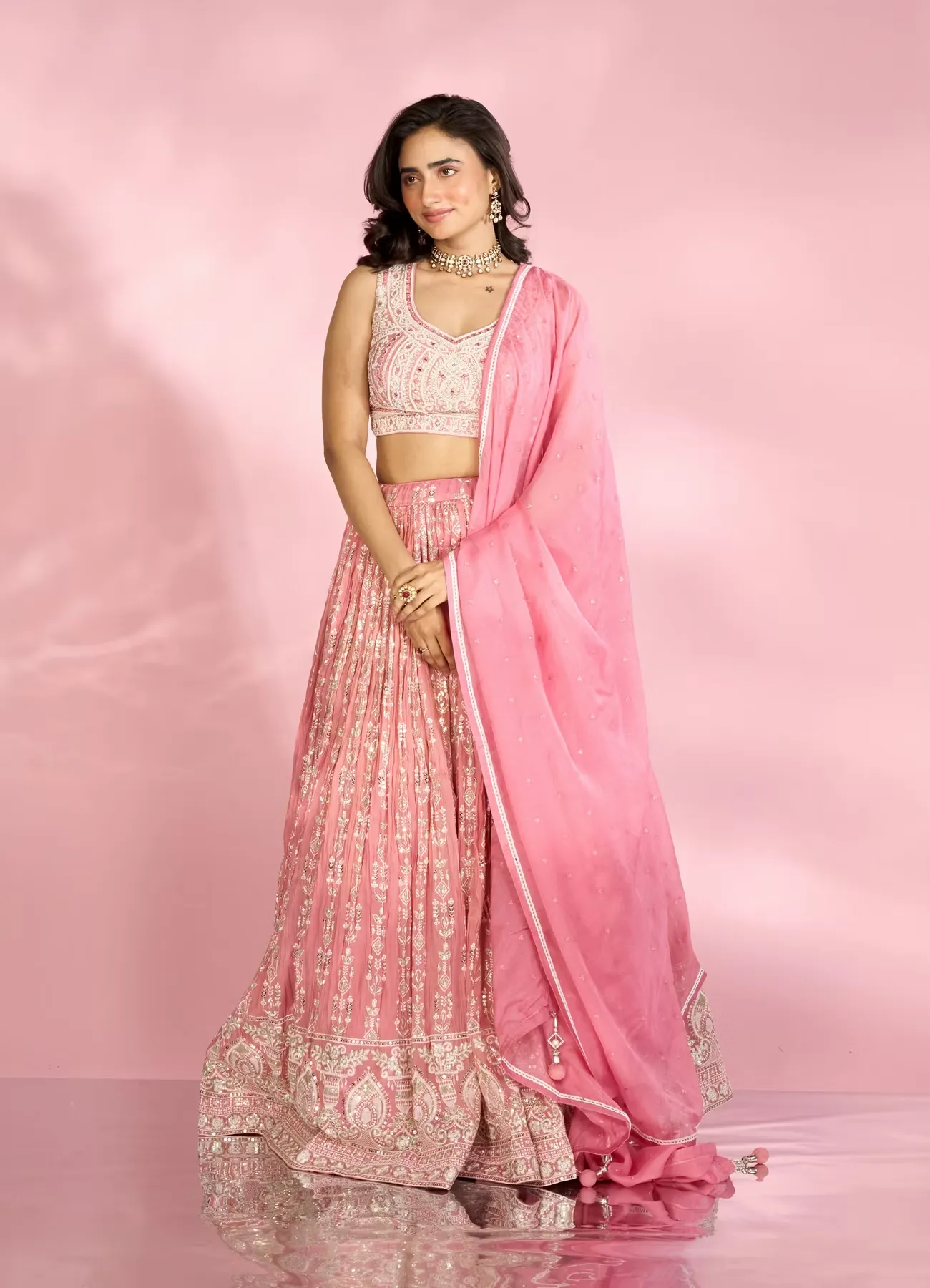 Pink Festive Elegance Lehenga