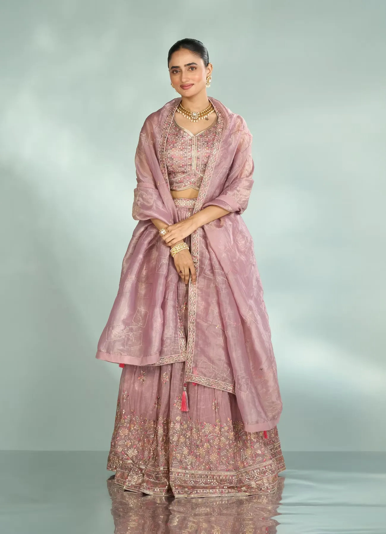 Regal Purple Chinon Lehenga