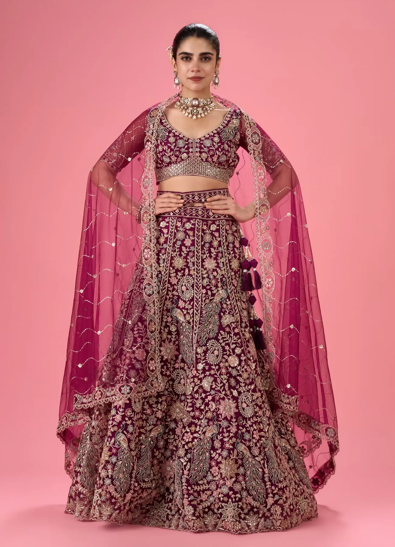 Wine Mystic Lehenga