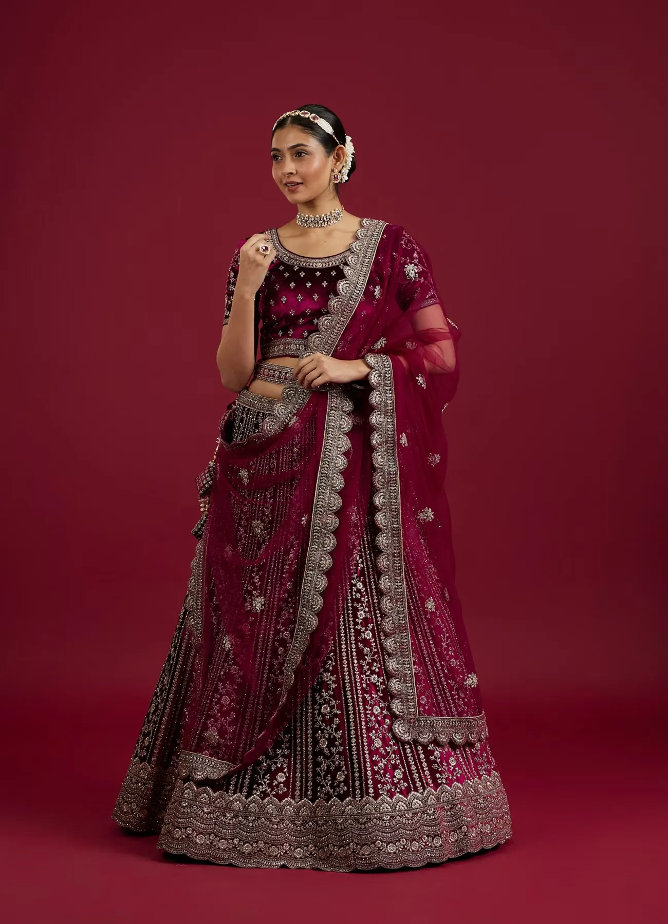 Wine Velvet Bliss Lehenga