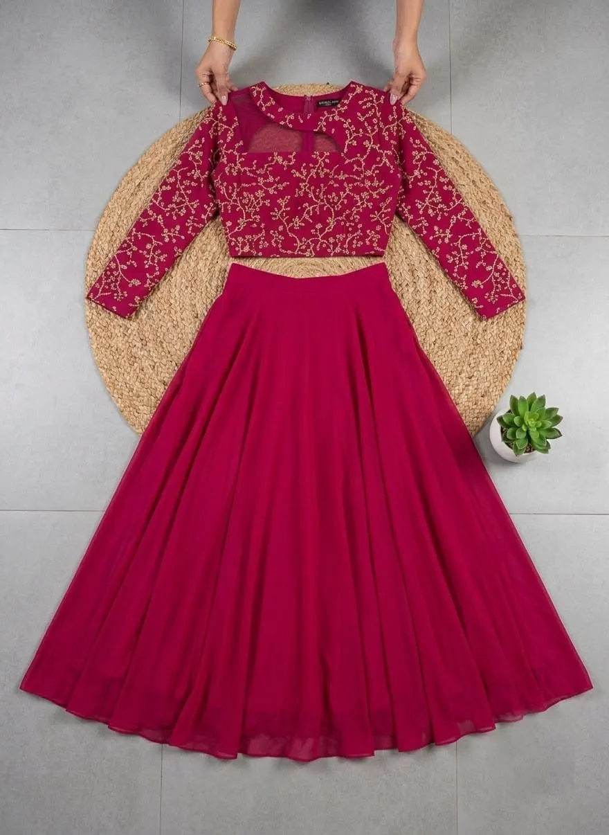 Designer Floral Embroidered Georgette Lehenga Set