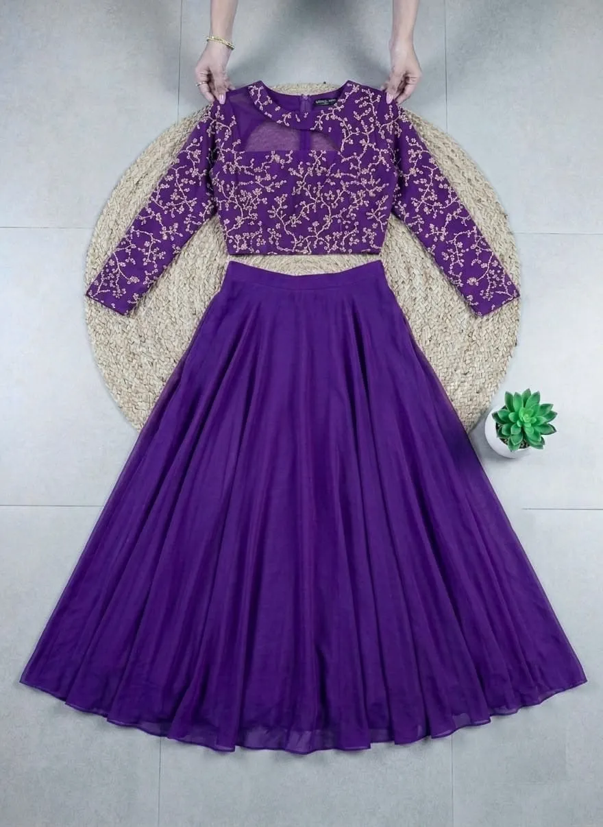 Designer Floral Embroidered Georgette Lehenga Set