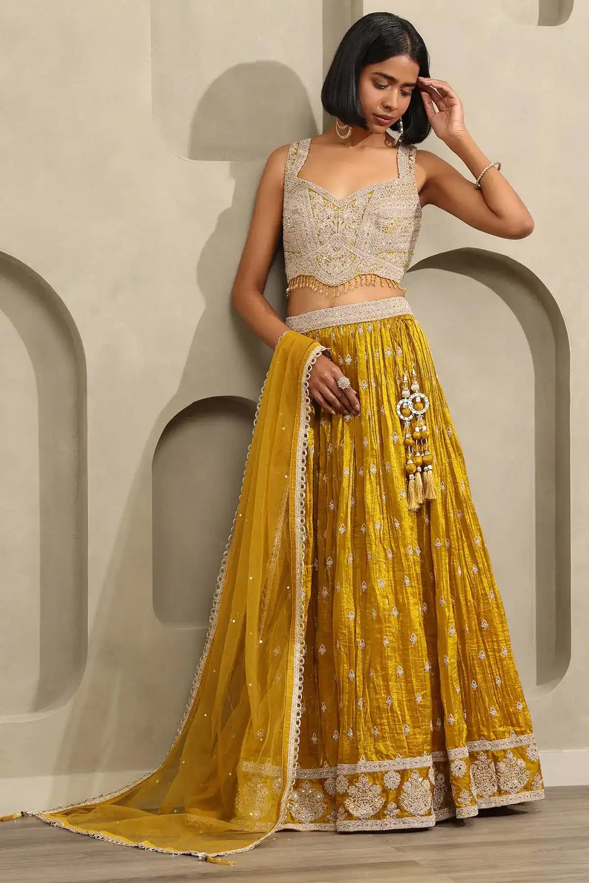 Fendi Sequins Embroidered Lehenga Set With Beads And Stones