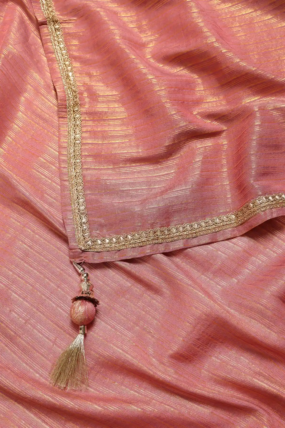 Pink Brocade Zari Woven Lehenga Set With Cutdana