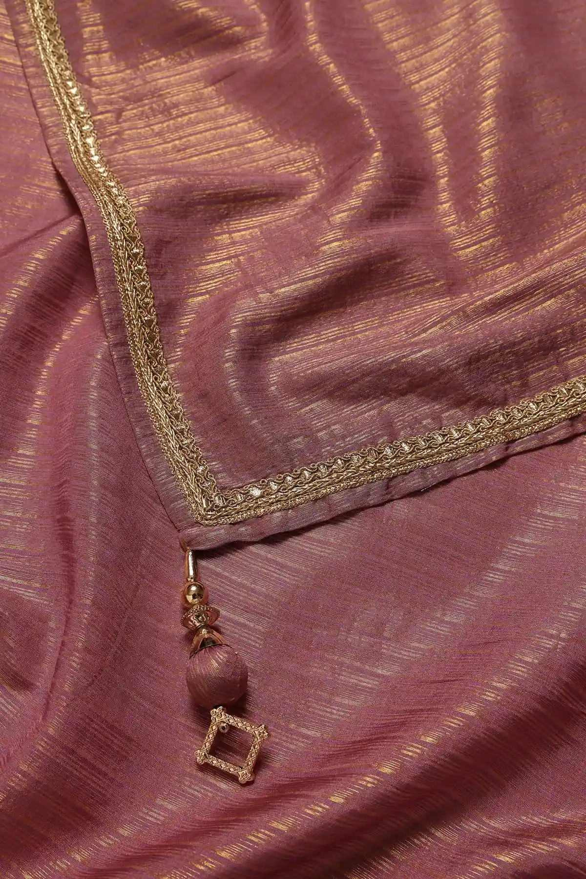 Purple Brocade Zari Woven Lehenga Set With Zardosi