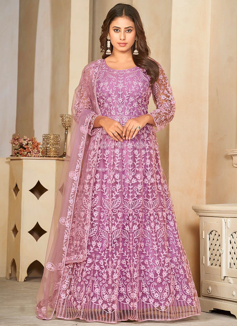 Black georgette floral printed anarkali suit