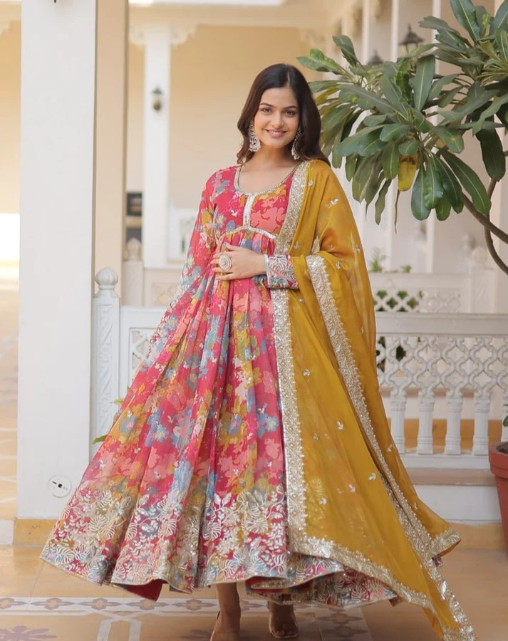 Faux Georgette Digital Print Anarkali