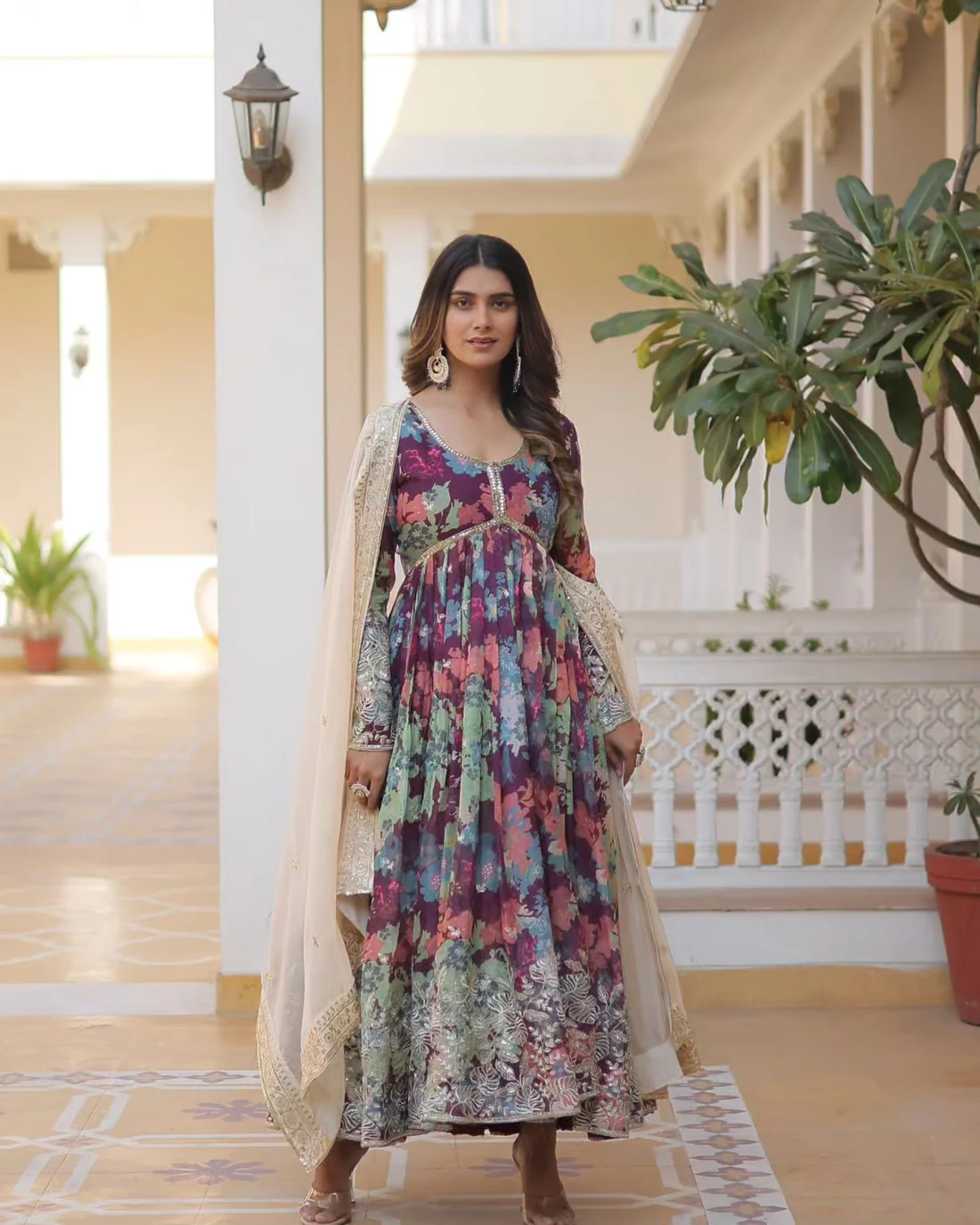 Faux Georgette With Digital Print Anarkali
