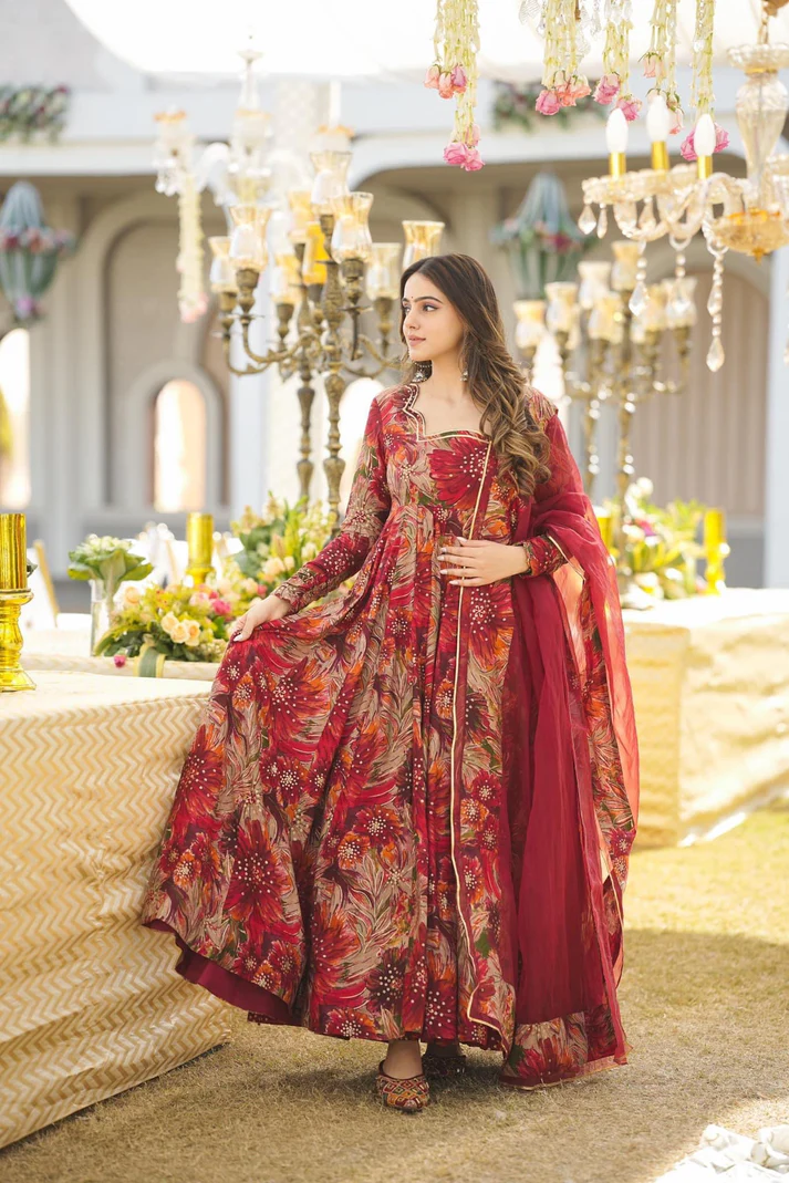 Malti Colour Digital Printed Anarkali