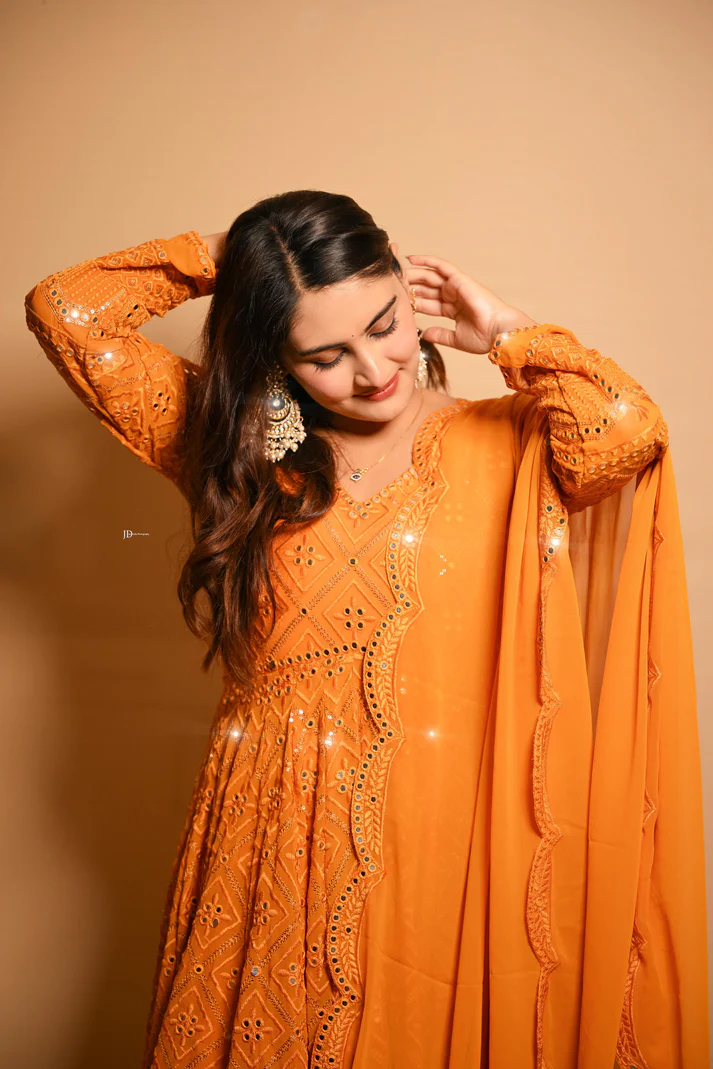 Mustard Colour Premium Anarkali