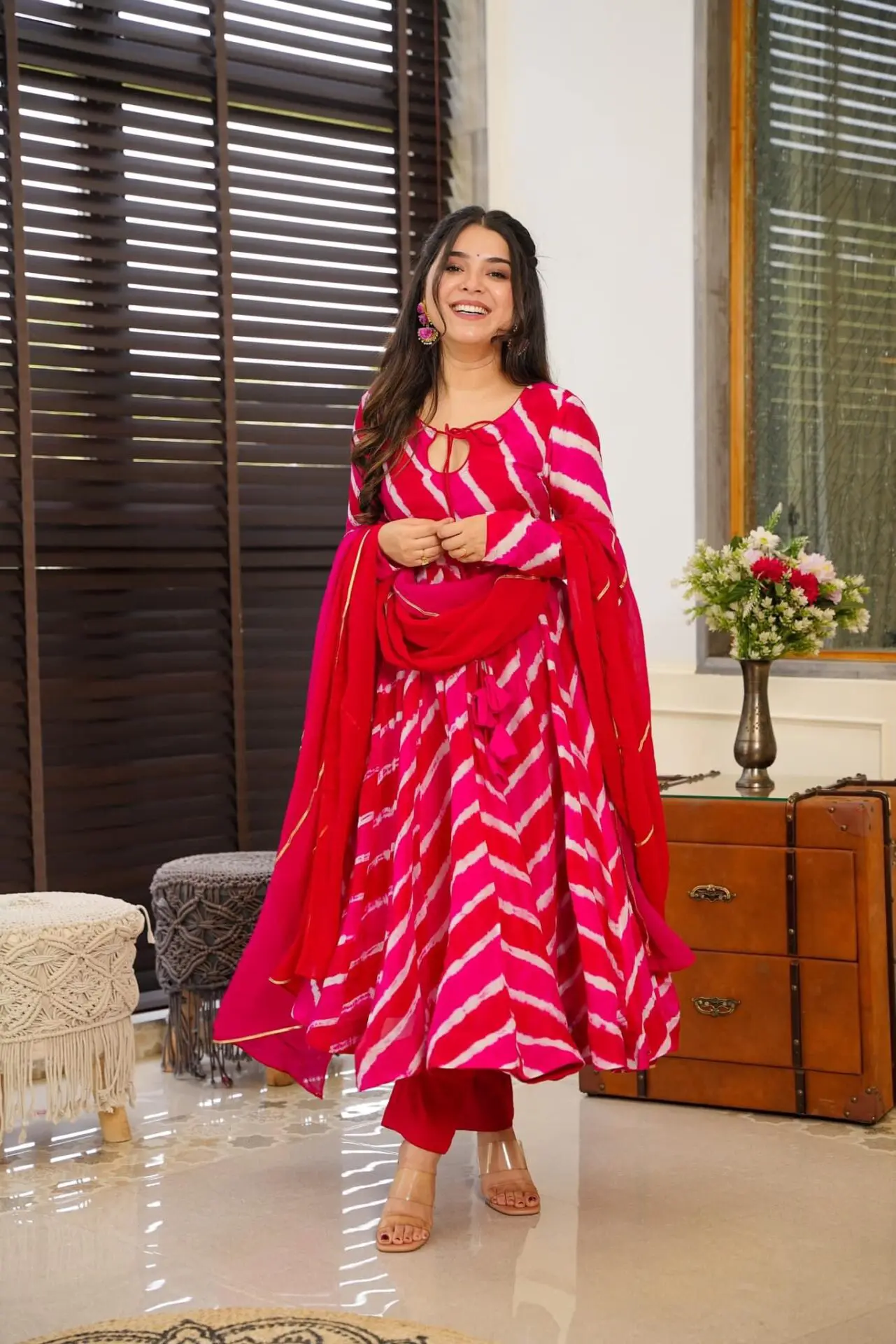 Pink Lehriya Suit
