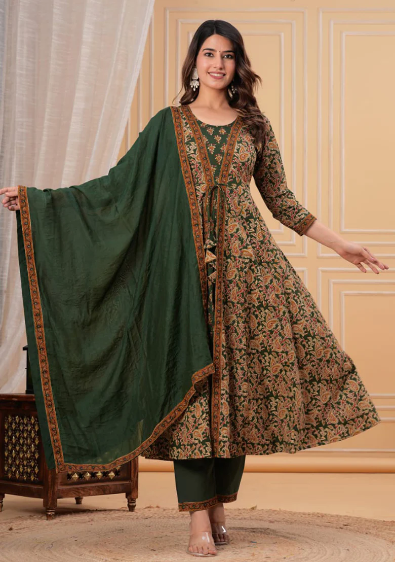 Premium Bottle Green Anarkali