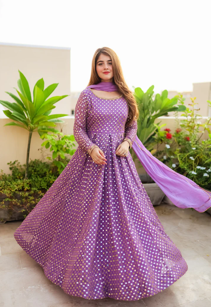 Purple Colour Gown Suit