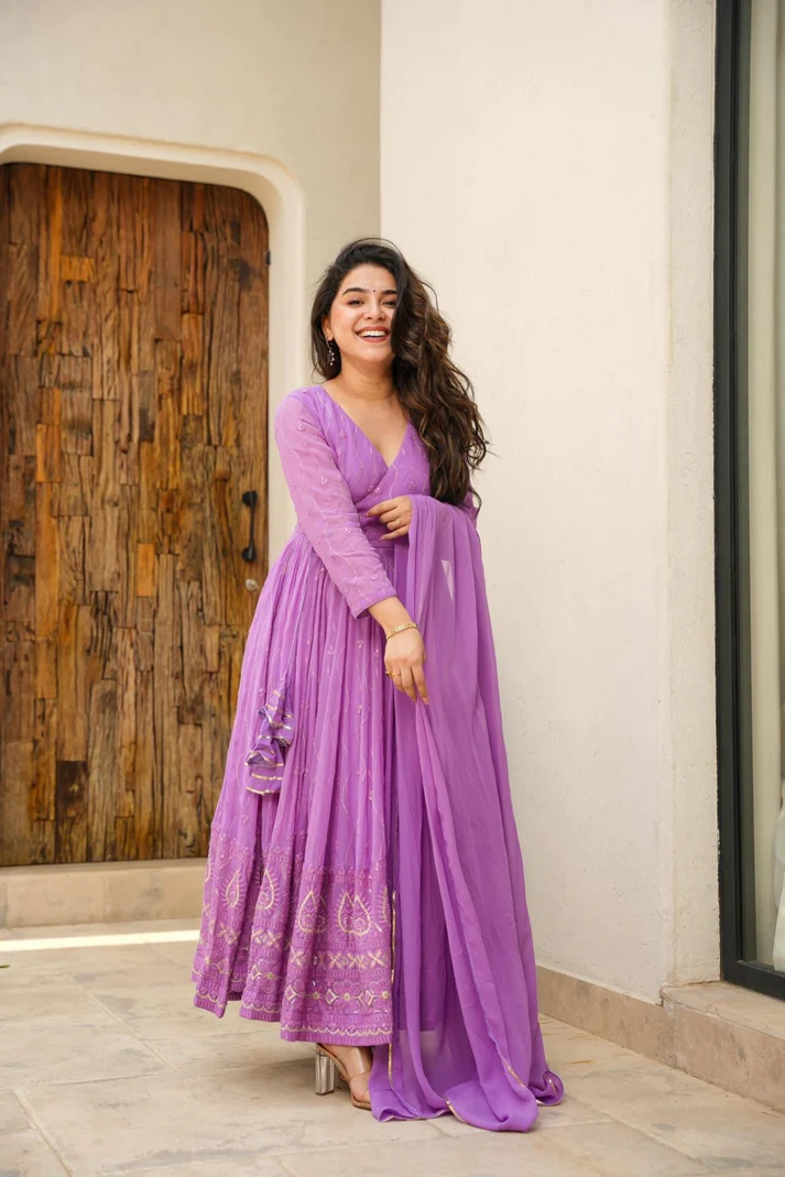 Purple Readymade Kali Cut Suit