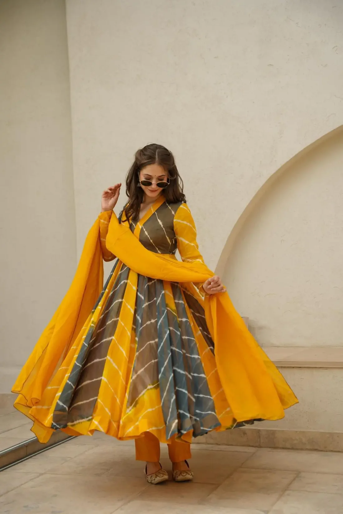 Yellow Grey Suit Set