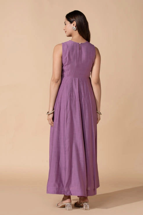 Kathakali Embroidered Lilac A-Line Anarkali With Dupatta