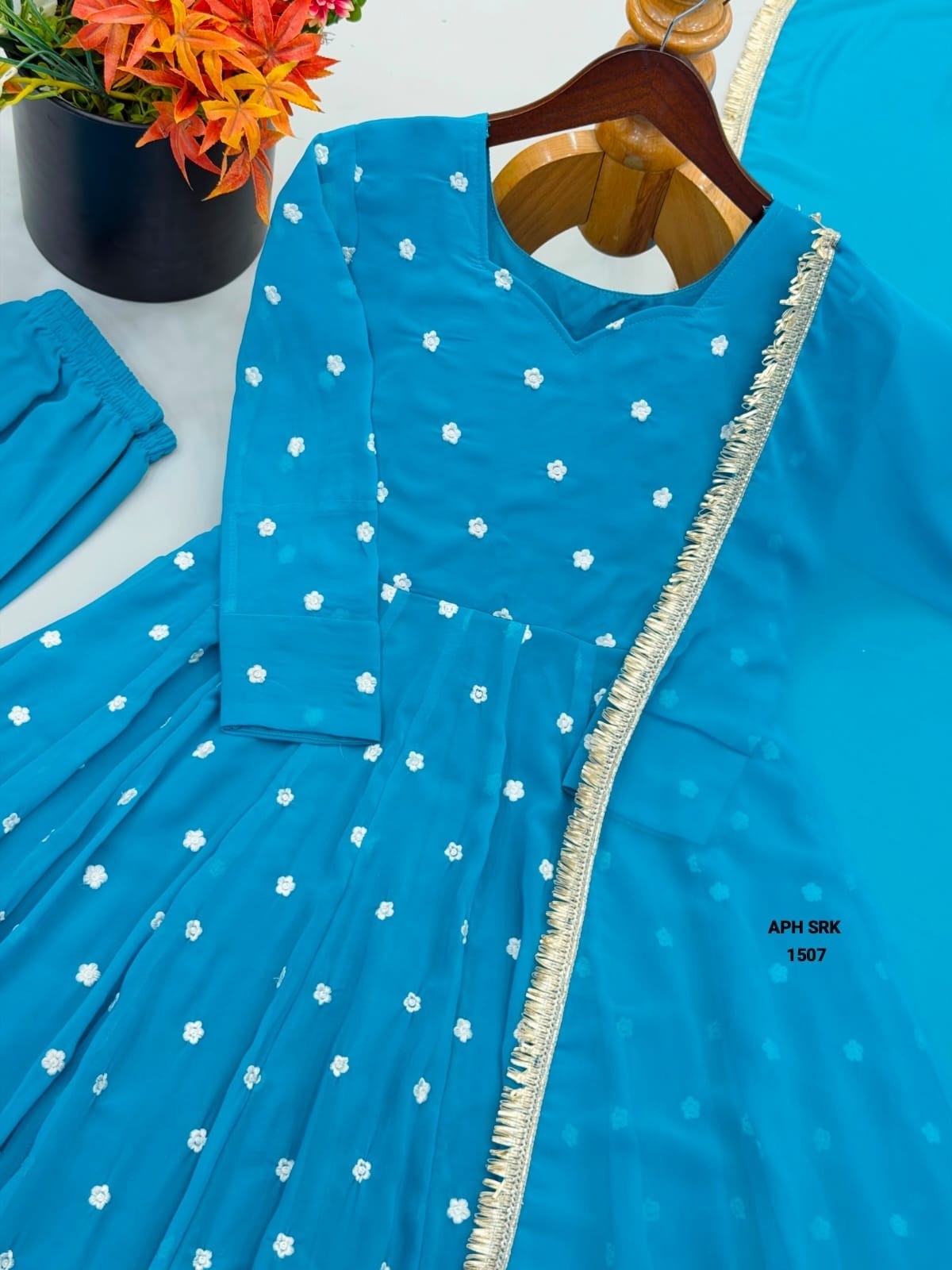 Heavy Georgette Embroidered Anarkali Gown Set with Dupatta