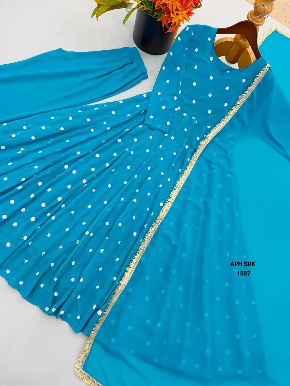Heavy Georgette Embroidered Anarkali Gown Set with Dupatta
