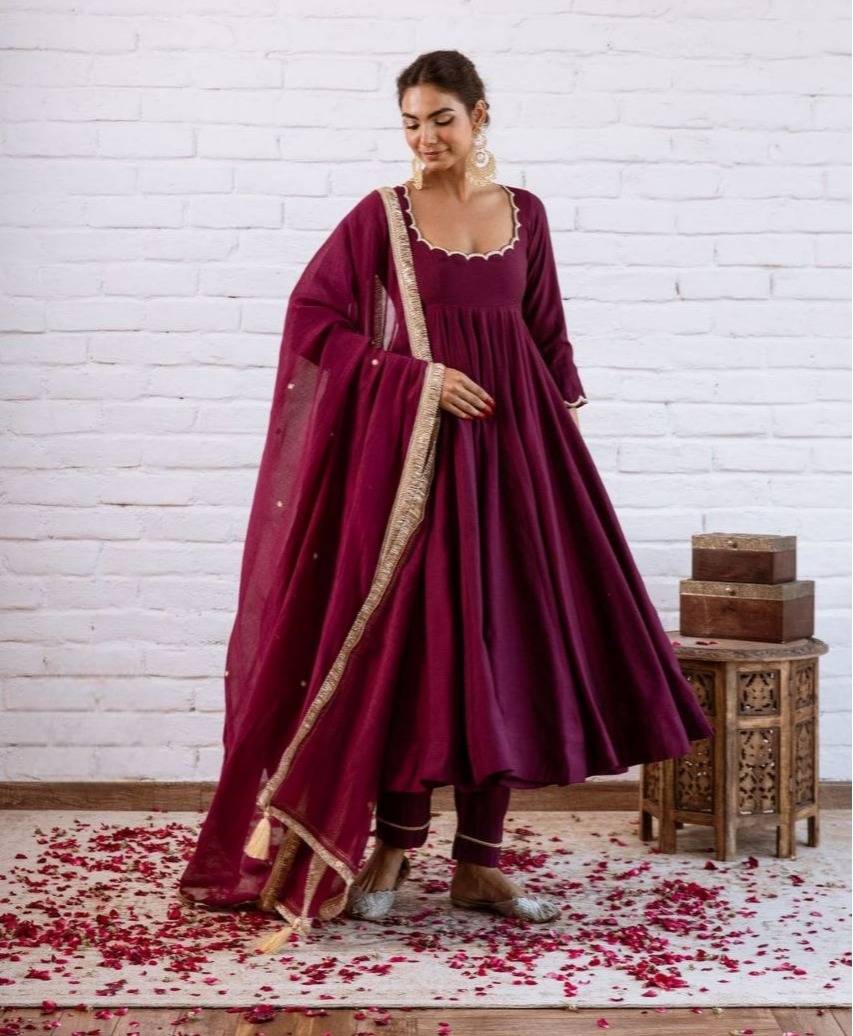 Deep Plum Anarkali Salwar