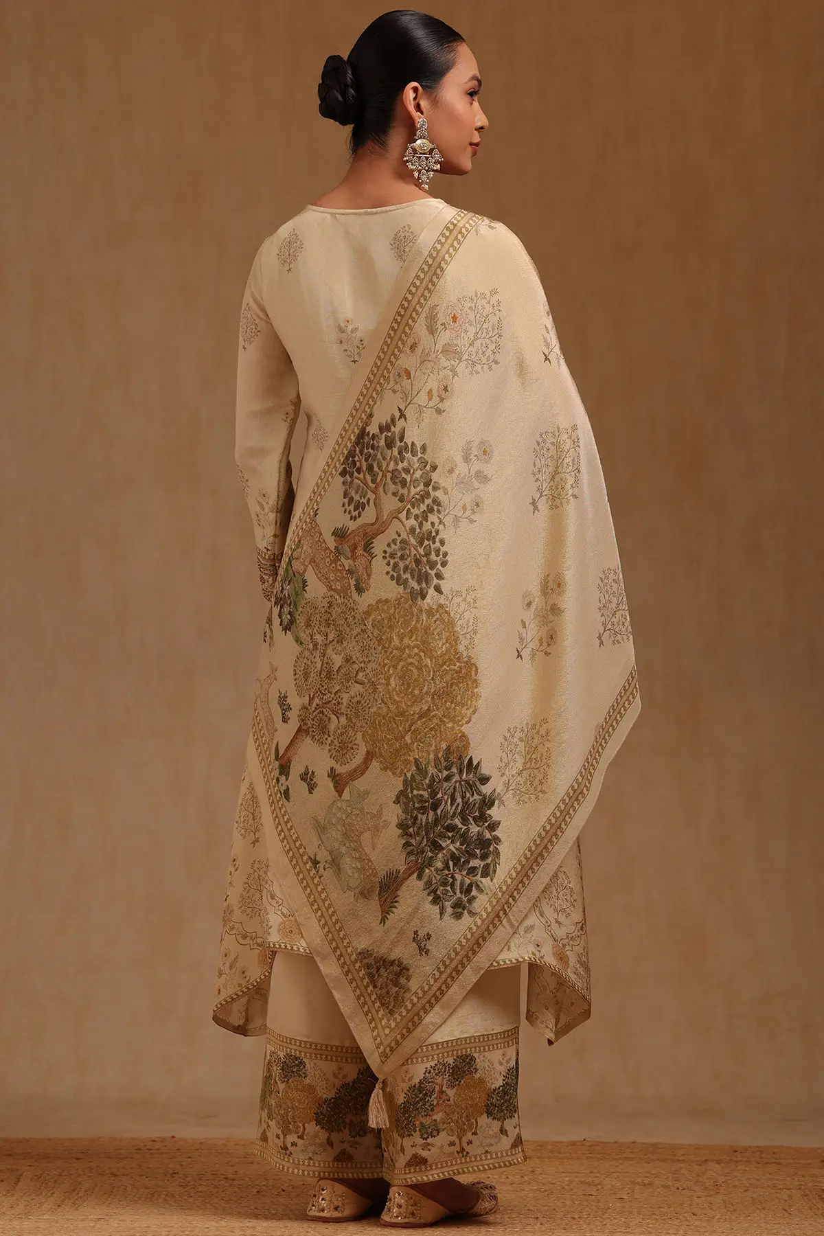 Premium Tissue Floral Printed Anarkali Salwar Suit with Cutdana Work