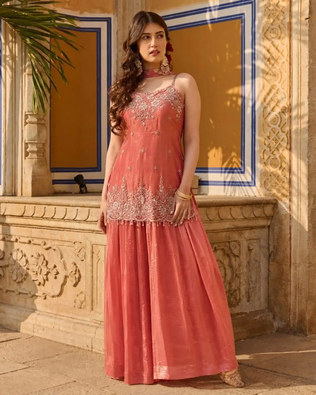 Rosé Glow Ethnic Sharara Set