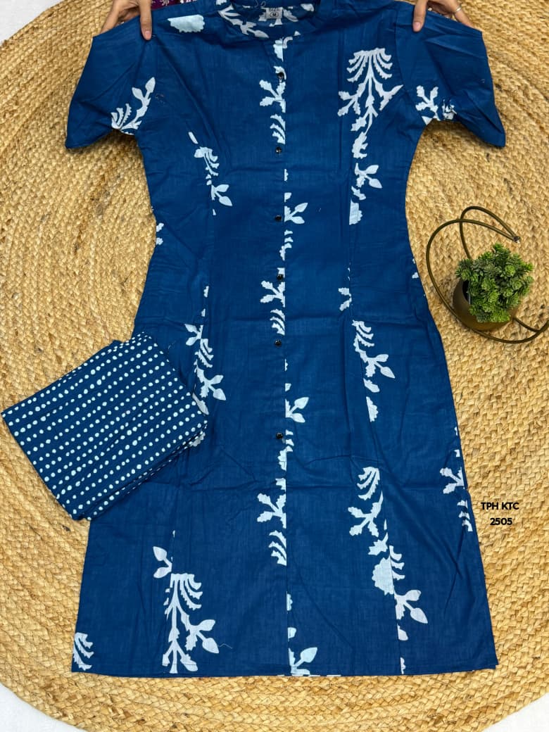 Royal Blue Traditional Printed Kurta Pant Set