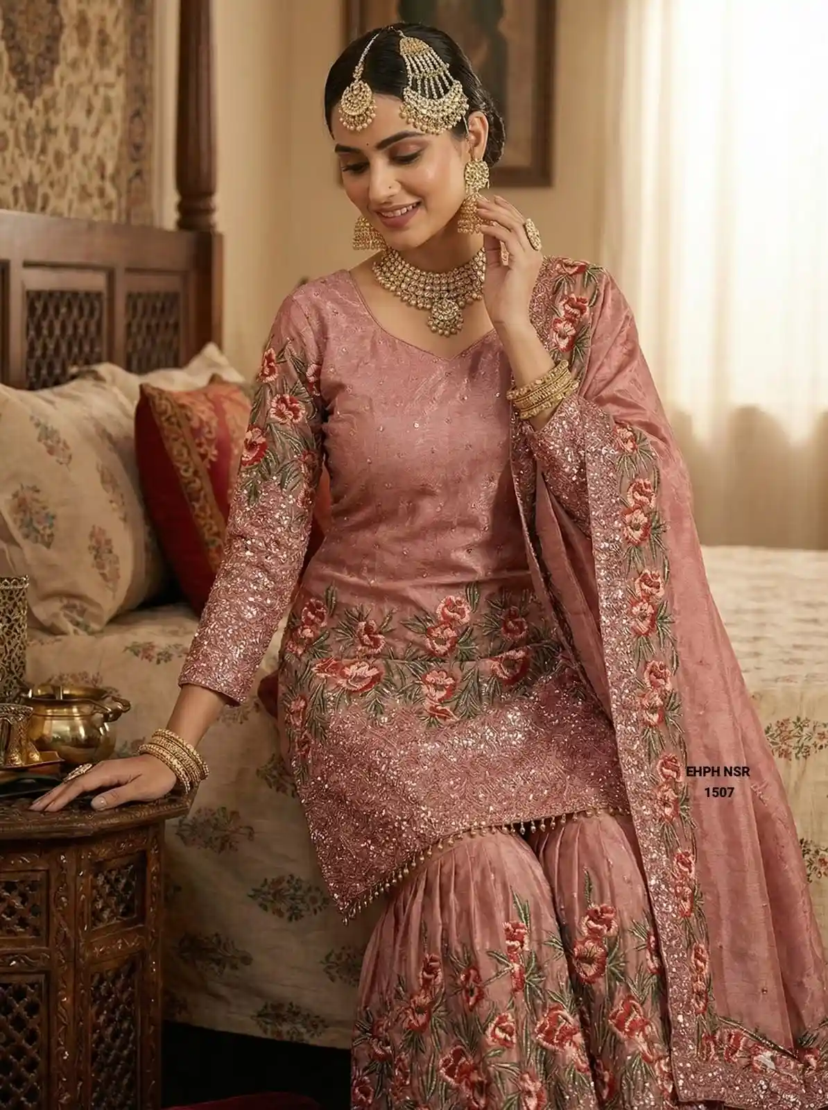 Pure Fendy Silk Heavy Embroidered Sharara Salwar Set with Dupatta