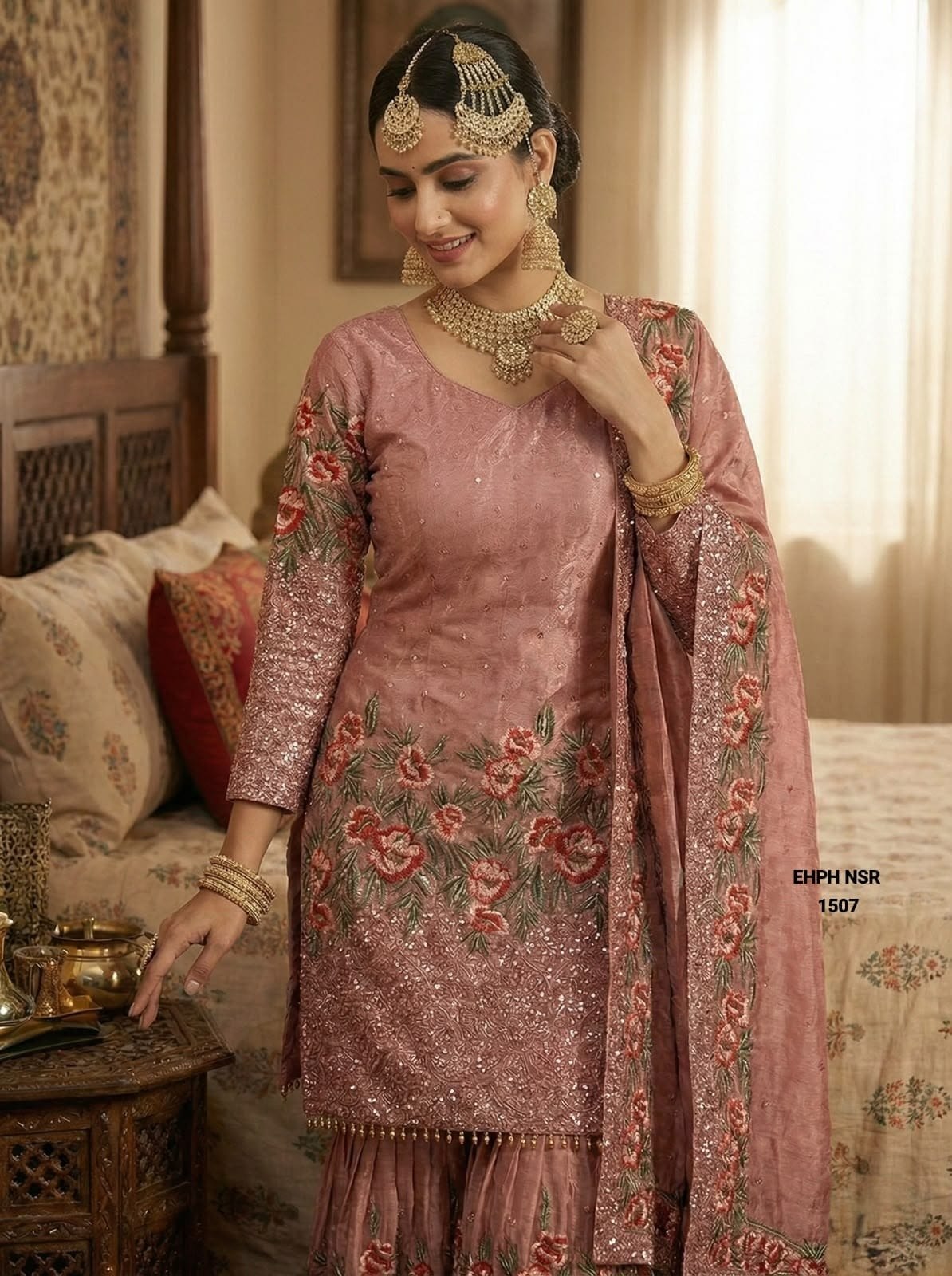 Pure Fendy Silk Heavy Embroidered Sharara Salwar Set with Dupatta