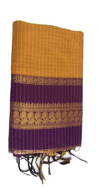 Kalyani Cotton Checked Zari Border Saree