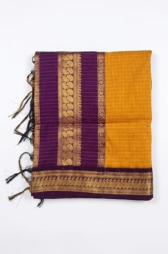 Kalyani Cotton Checked Zari Border Saree