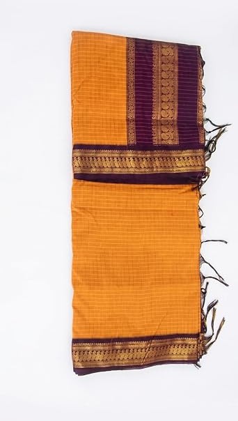 Kalyani Cotton Checked Zari Border Saree