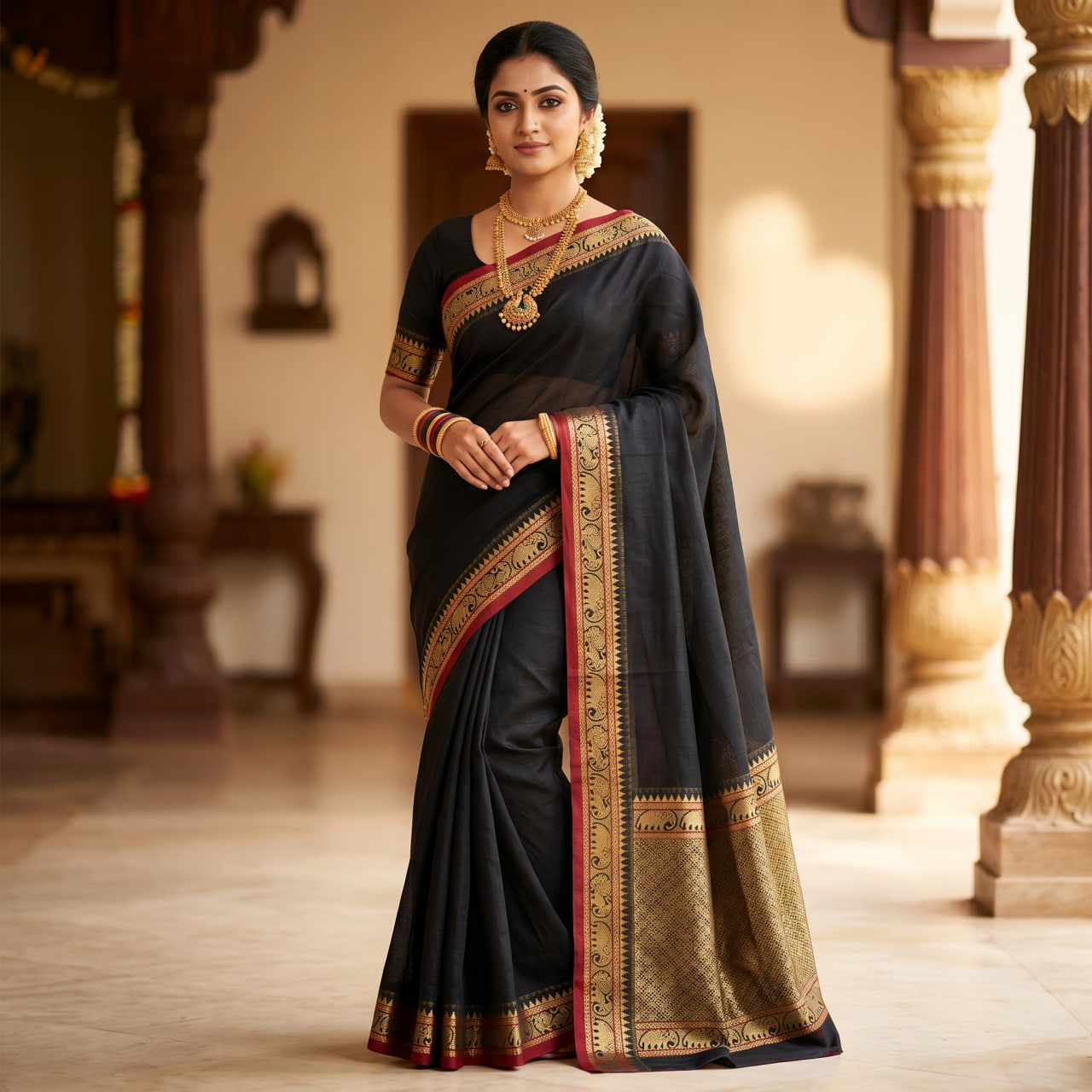 Teal Green Ragini Narayanpet Pure Cotton Saree
