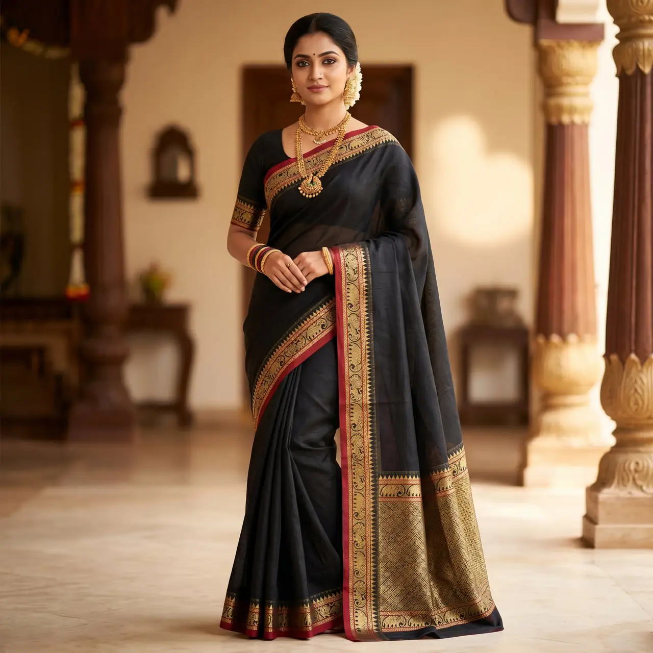 Teal Green Ragini Narayanpet Pure Cotton Saree