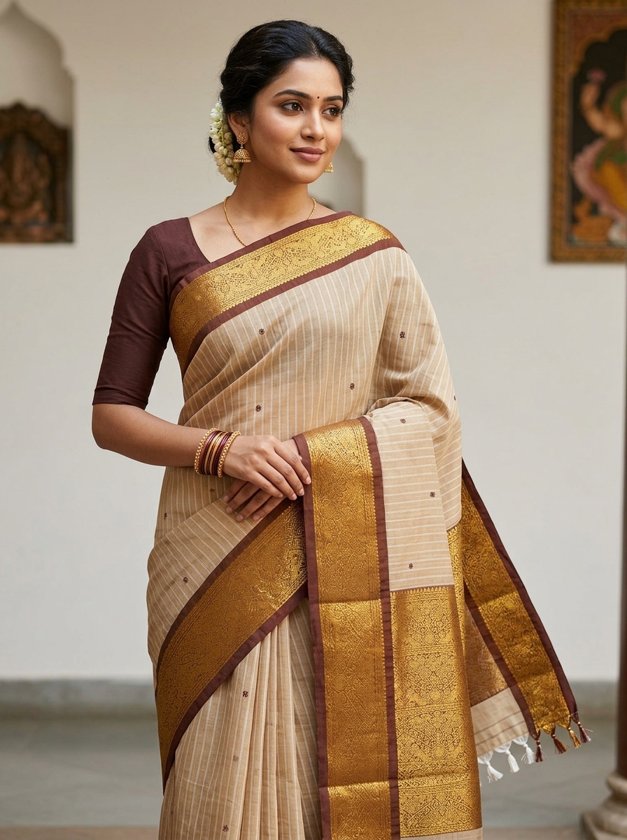 Tussar Silk or Mangalagiri Cotton-Silk Saree.