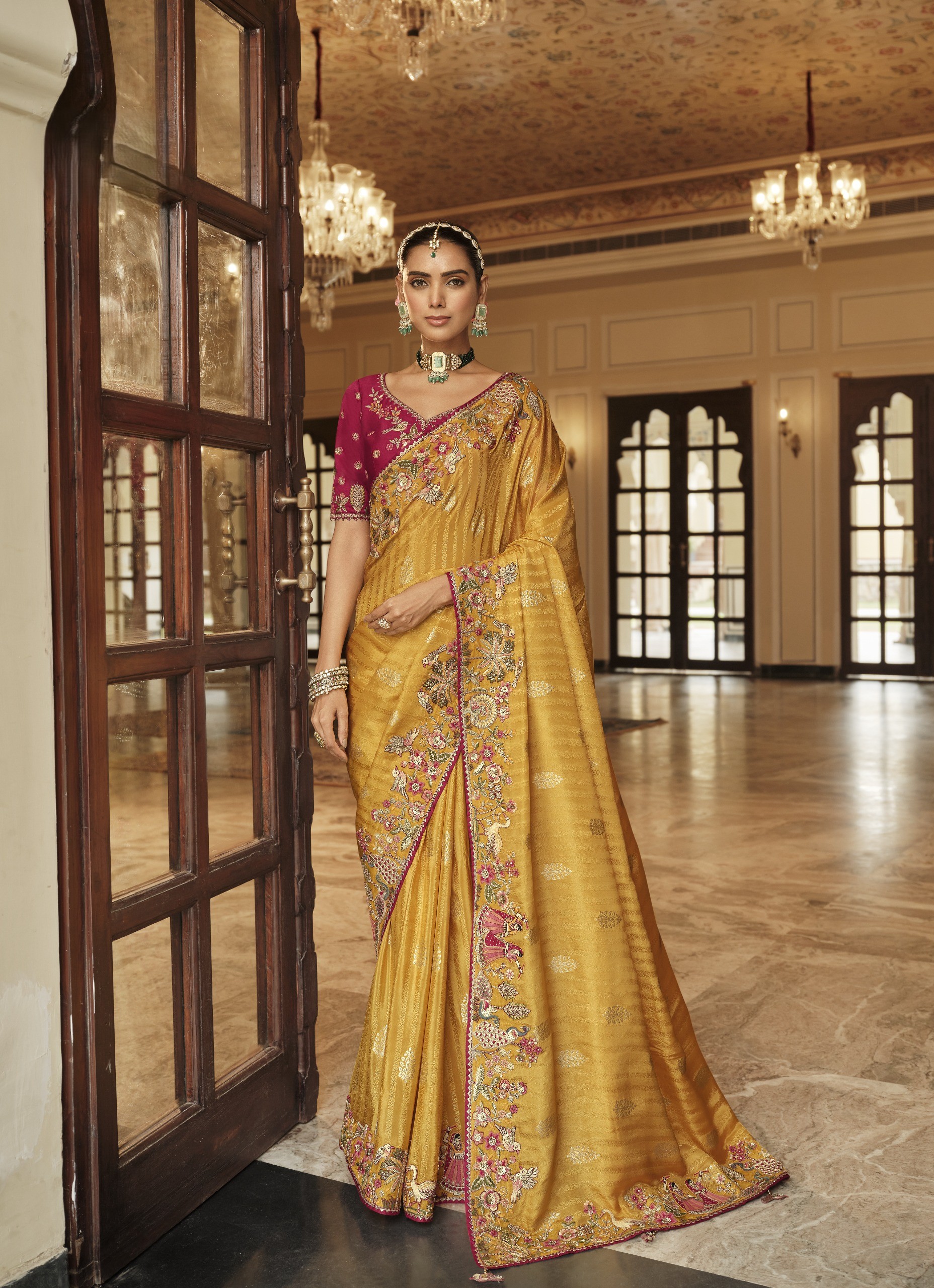 Regal Blossom Jacquard Designer Saree