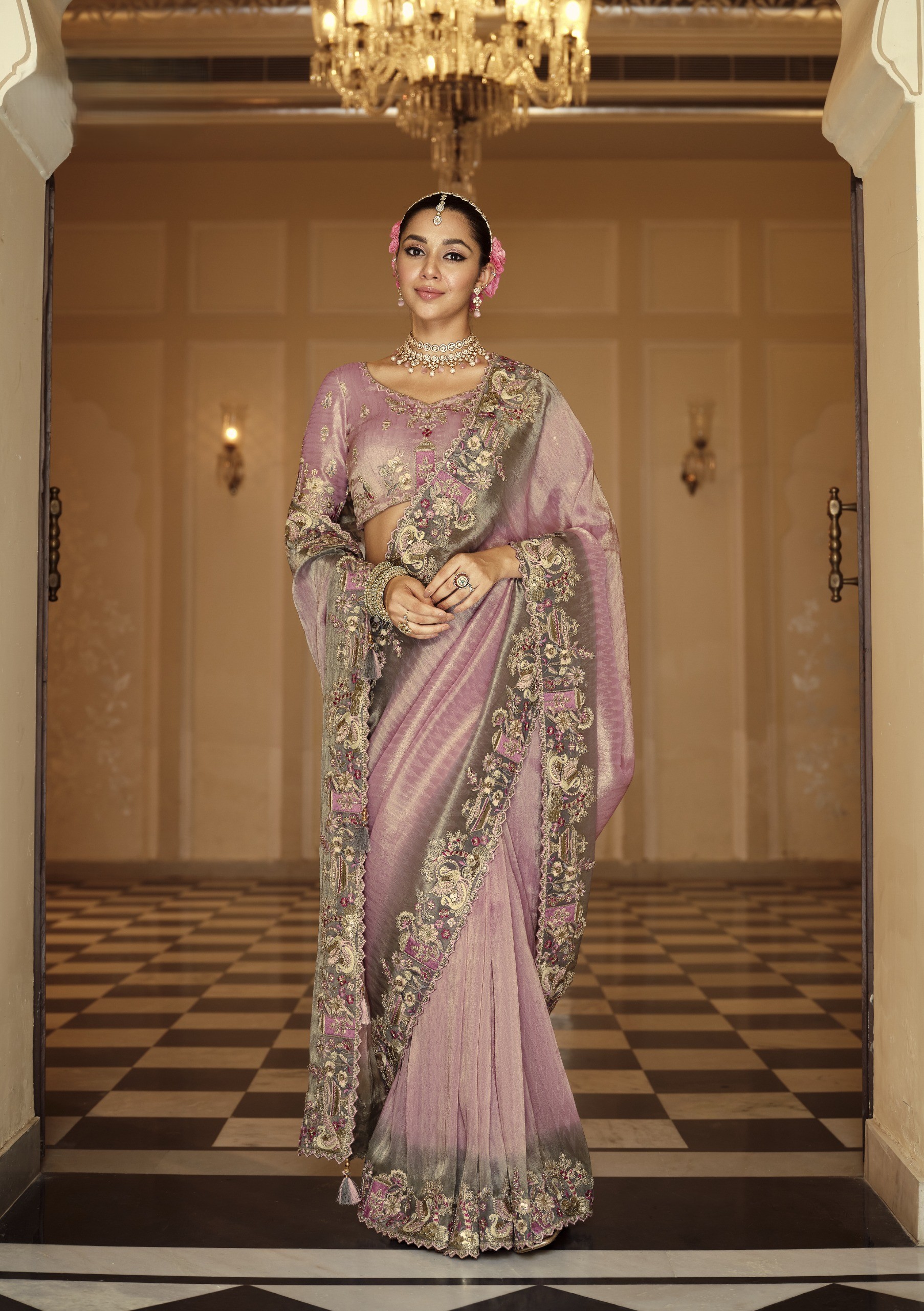 Lavender Royale Jacquard Designer Saree