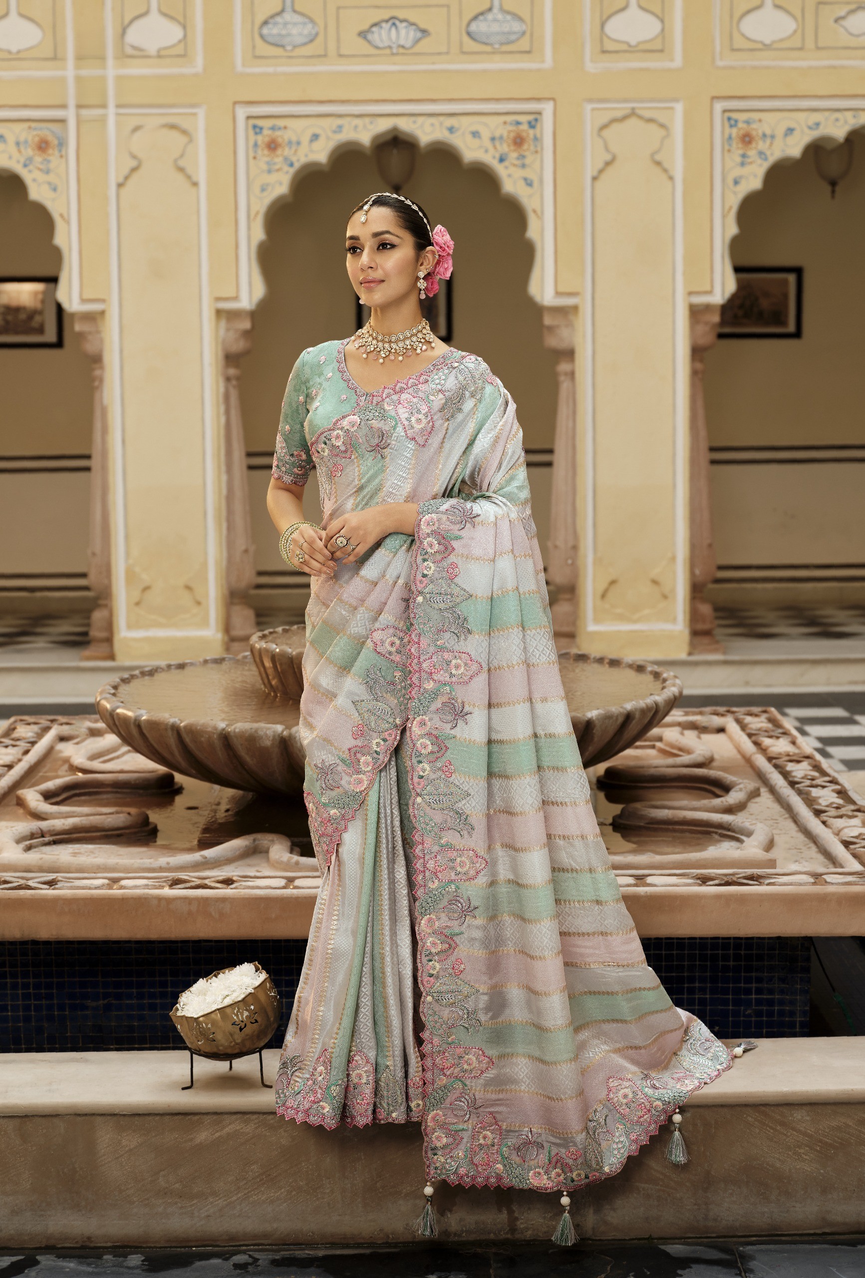 Pastel Harmony Jacquard Designer Saree