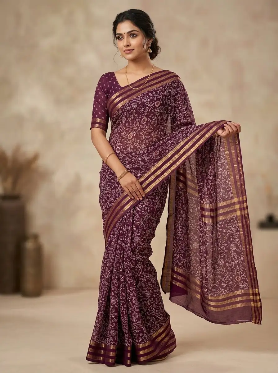 Lightweight Georgette Saree with Uniform Pattern and Designer Blouse