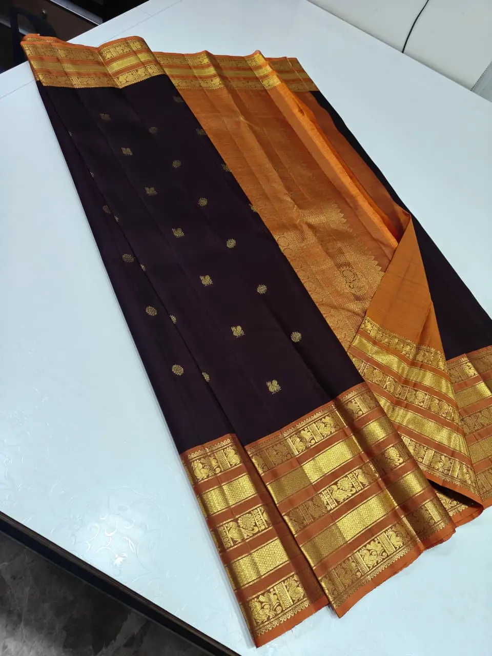 Deep Maroon Traditional Silk Saree – Maroon & Gold