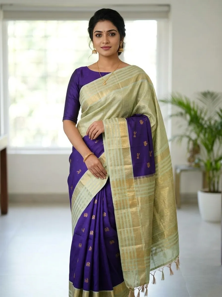 Traditional Butta Border Kanchipuram Silk Saree