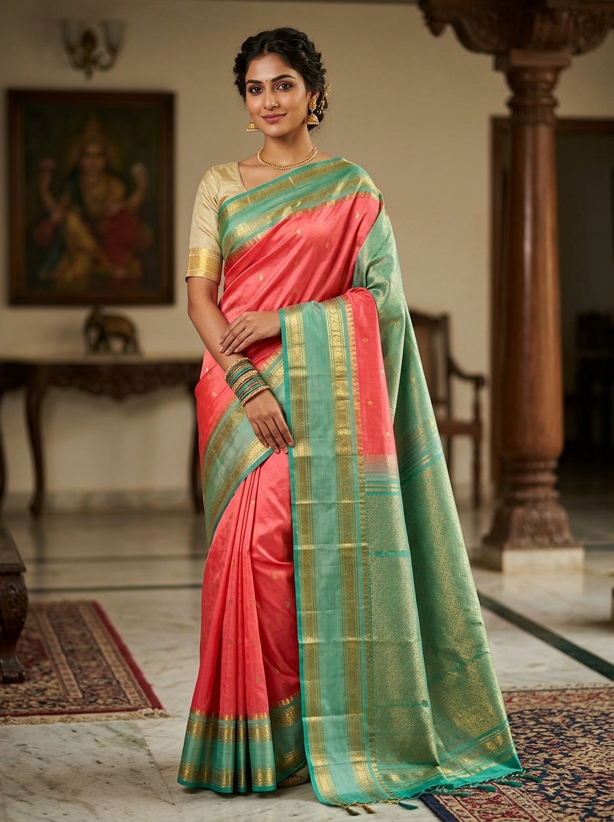 Pure Kanchipuram Traditional Handloom Silk Sarees