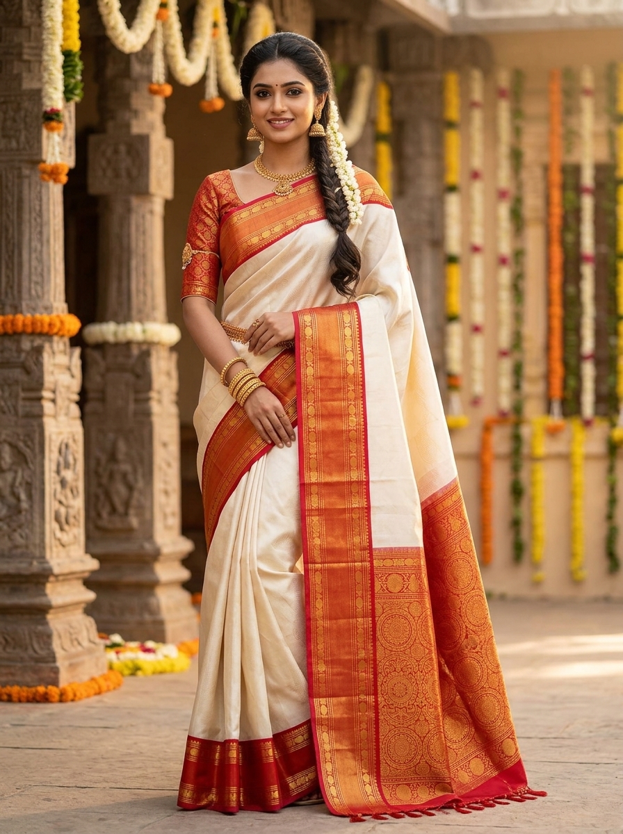 Pure Kanchipuram Handloom Bridal Silk Saree