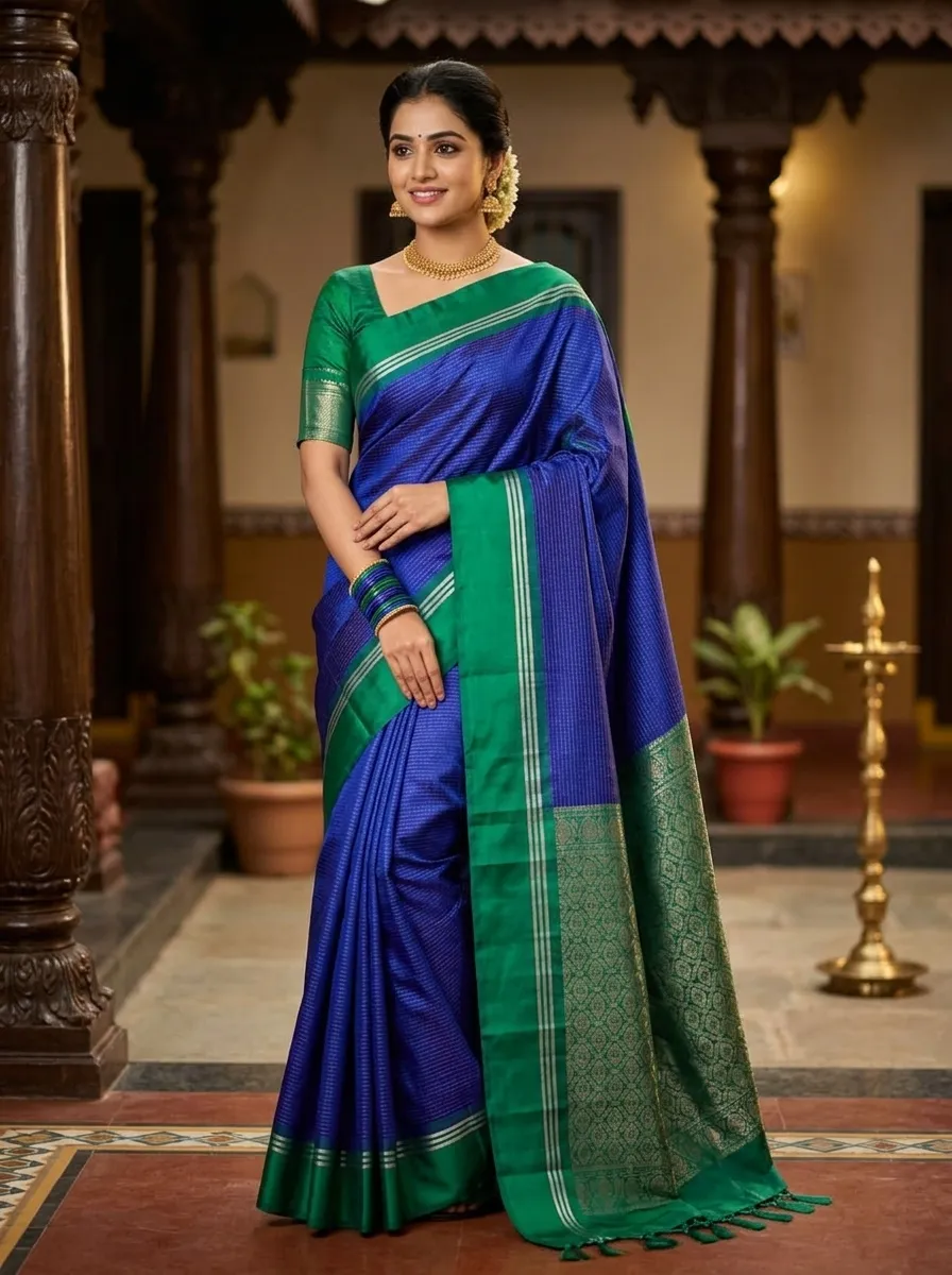 Semi Soft Silk Butta Body Designed Kanchipuram Sarees