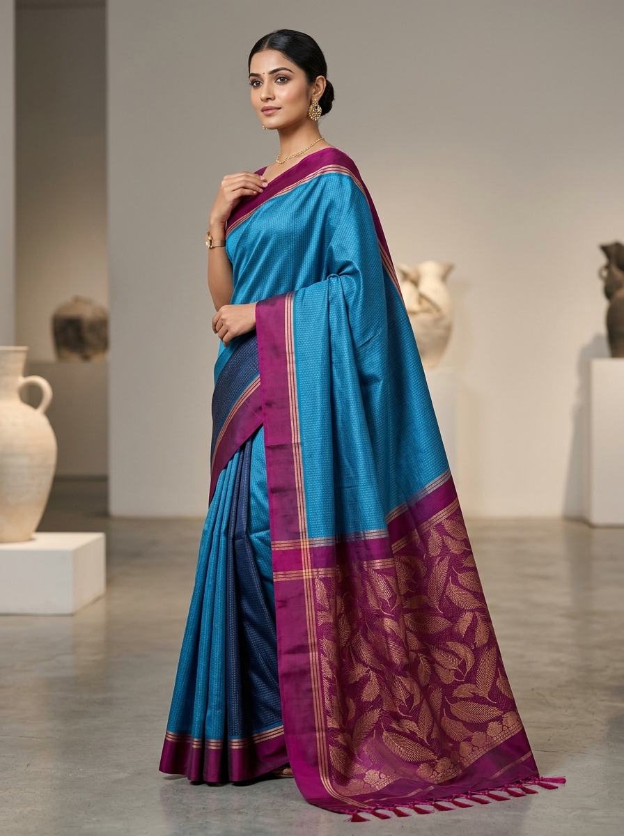 Semi Soft Silk Butta Body Designed Sarees– Blue & Purple