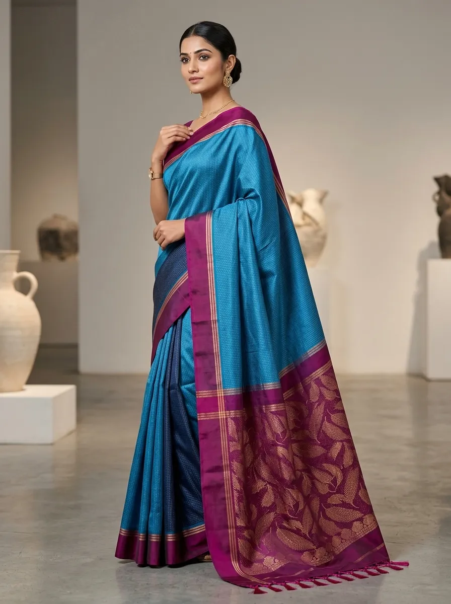 Semi Soft Silk Butta Body Designed Sarees– Blue & Purple