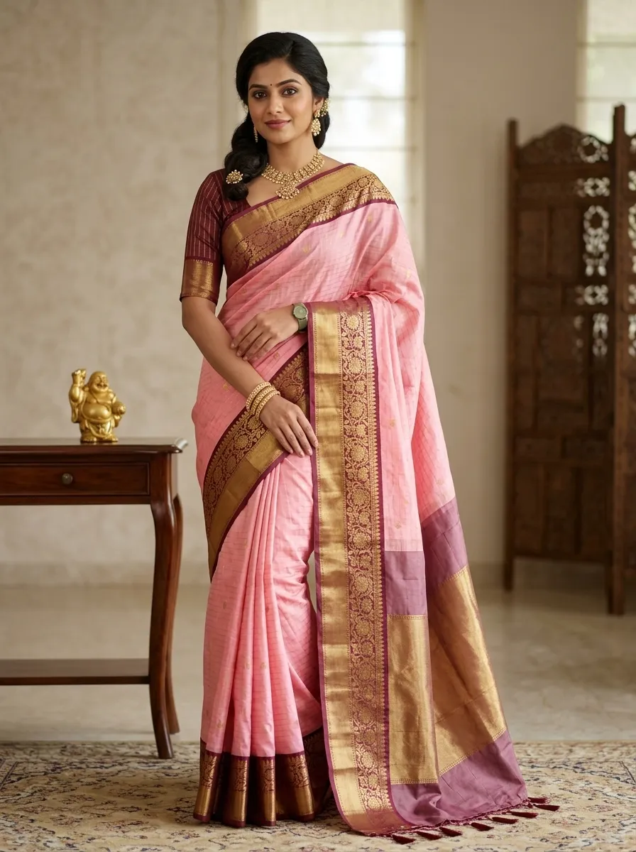 Party wear semi  kanchivaram katan soft silk Sarees