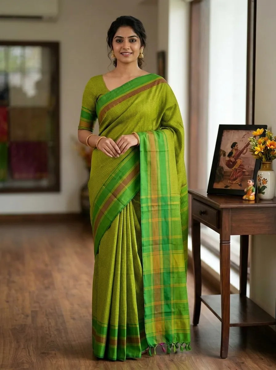 Parrot Green Pure Kanchipuram Traditional Silk Sarees