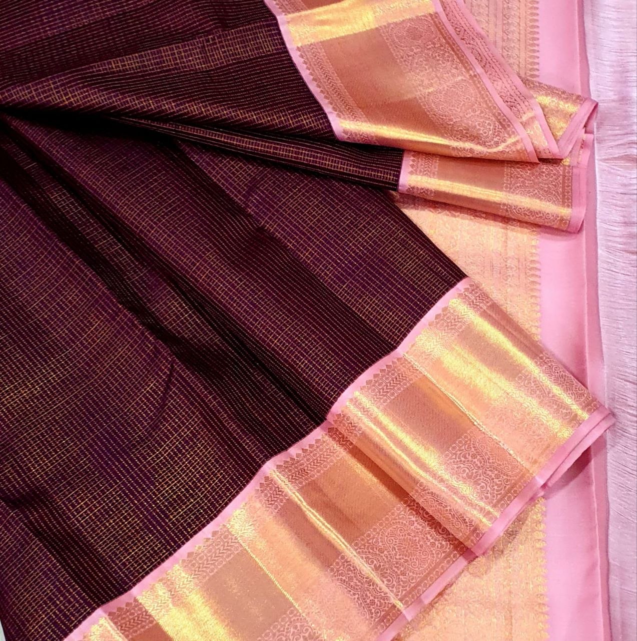 Kanchipuram Pure Handloom Korvai Silk Saree - Deep Maroon