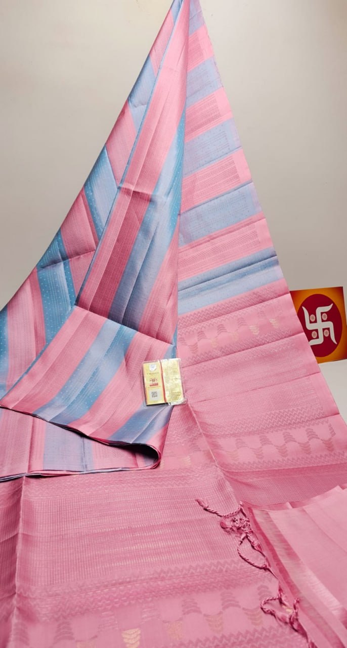 Pink-Sky Blue Kanchipuram Silk Sarees