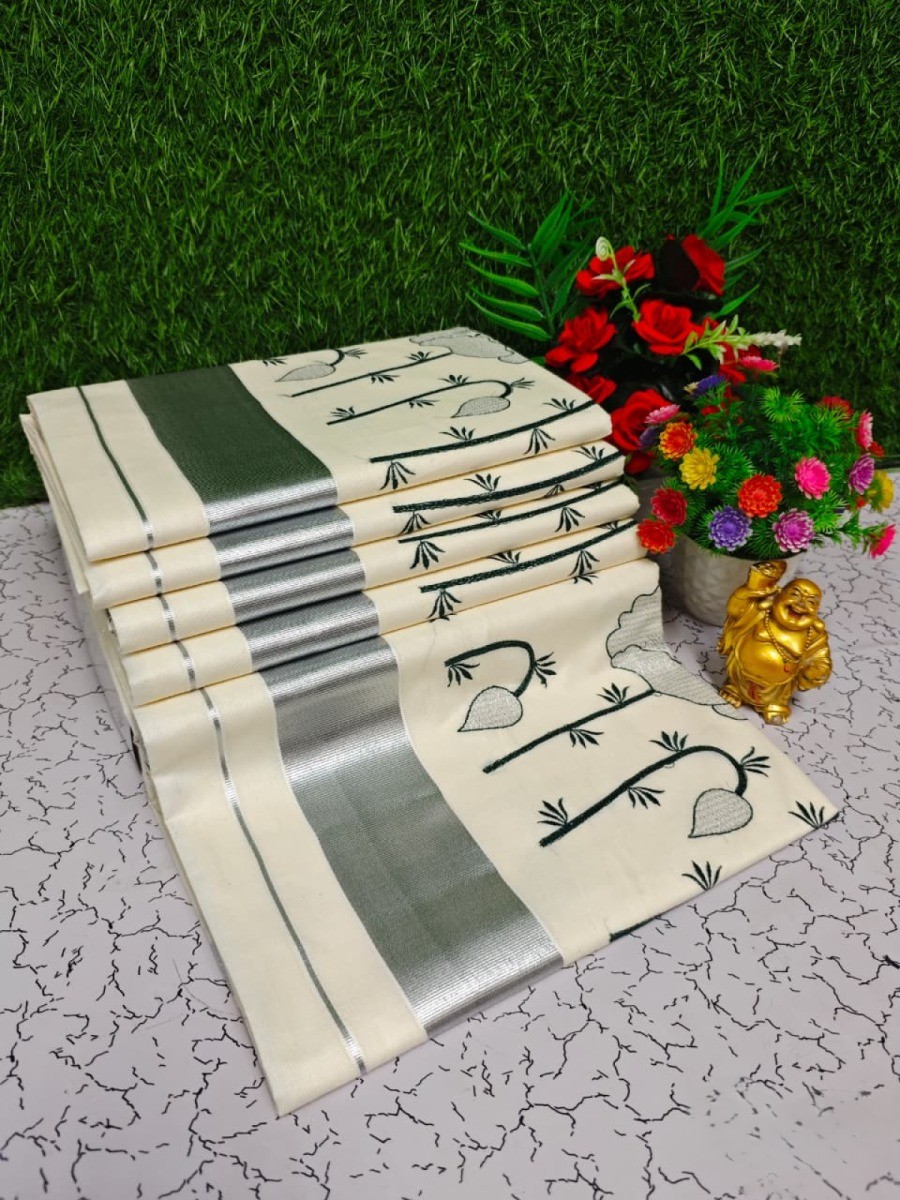 Traditional Handcrafted Motif Kerala Cotton Saree